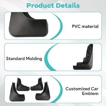4 Pcs Mudflaps Mudguard Compatible with Volvo XC40 models 2019-2025, Splash Proof Fenders Protect Wheel Auto accessories, Accessories Splash Guard Front Rear Mudguard with Fixing Screws,Black
