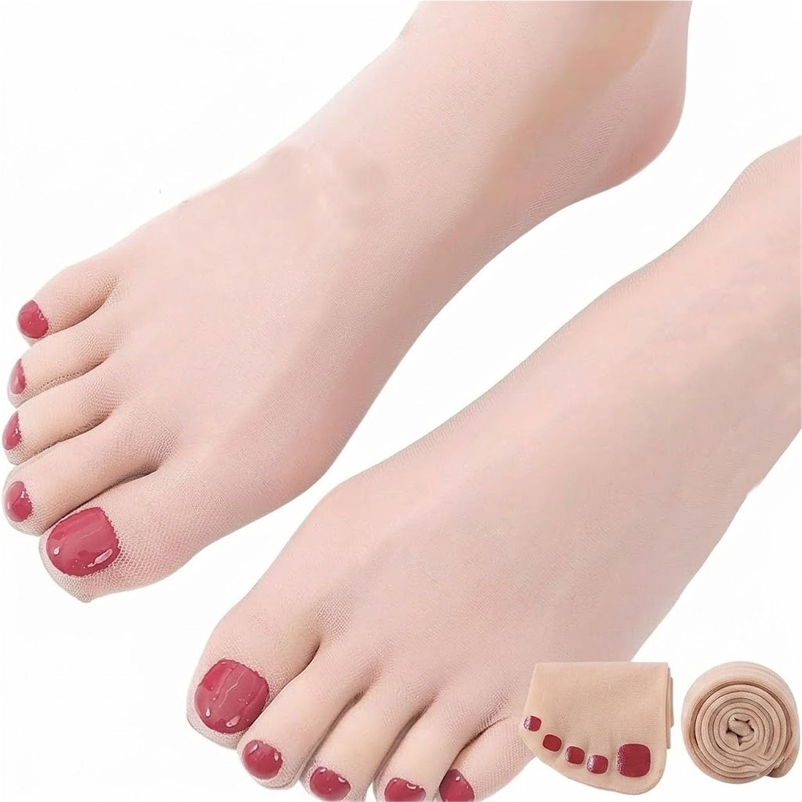 Medias transparentes para pedicura con uñas pintadas pack de 5 pares para mujer