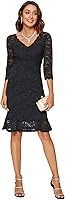 Atnlewhi Women's 3/4 Sleeve Lace V-Neck Bodycon Cocktail Dress - Slim Fit Party Wedding Guest Formal Evening Gown