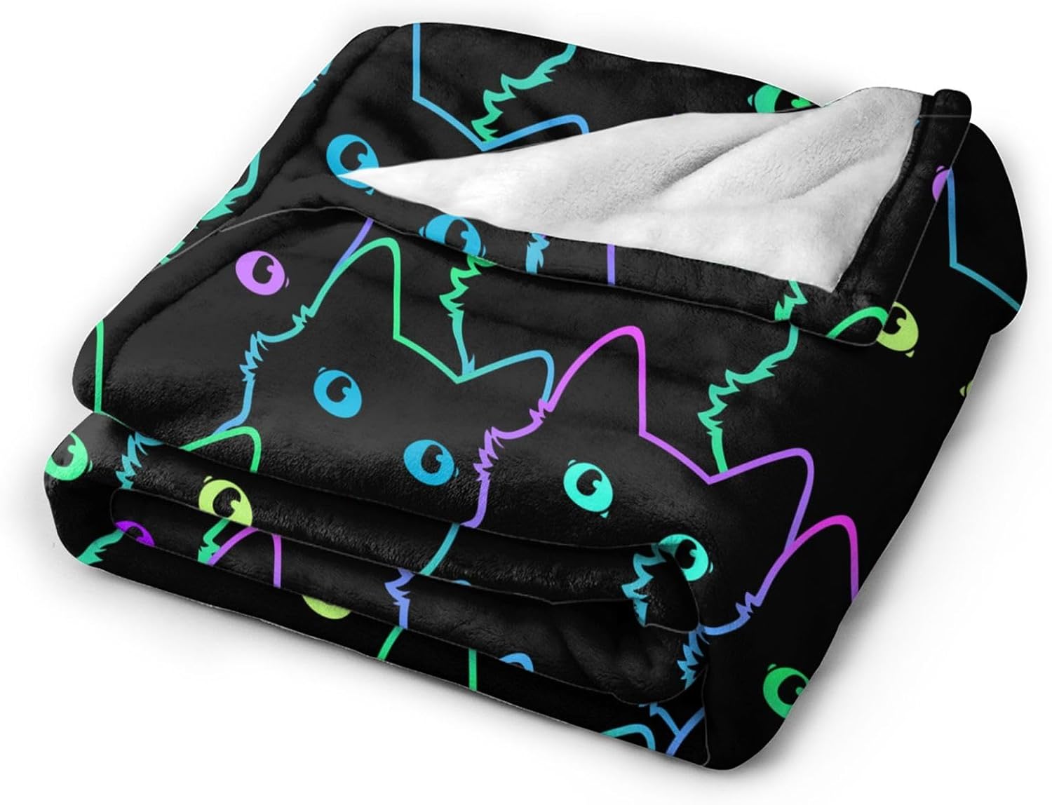 Perinsto Funny Black Cats Throw Blanket Ultra Soft Warm All Season Cute Animal Silhouettes Decorative Fleece Blankets for Bed Chair Car Sofa Couch Bedroom 50"X40" - Image 3