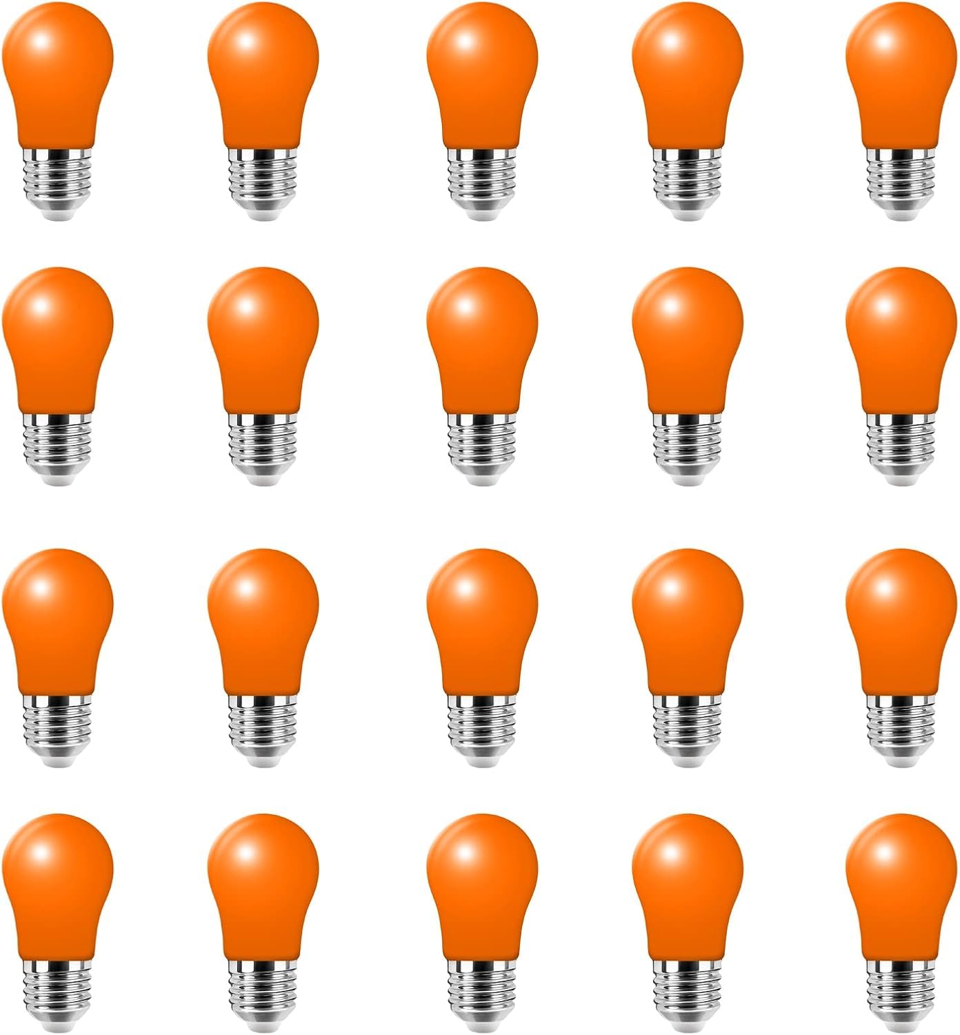 WULUN 20 Pack Colored Light Bulbs E27 Screw Cap Coloured LED Light Bulbs Lamps for Outdoor Patio Party KTV Hotel Decor Christmas,Orange