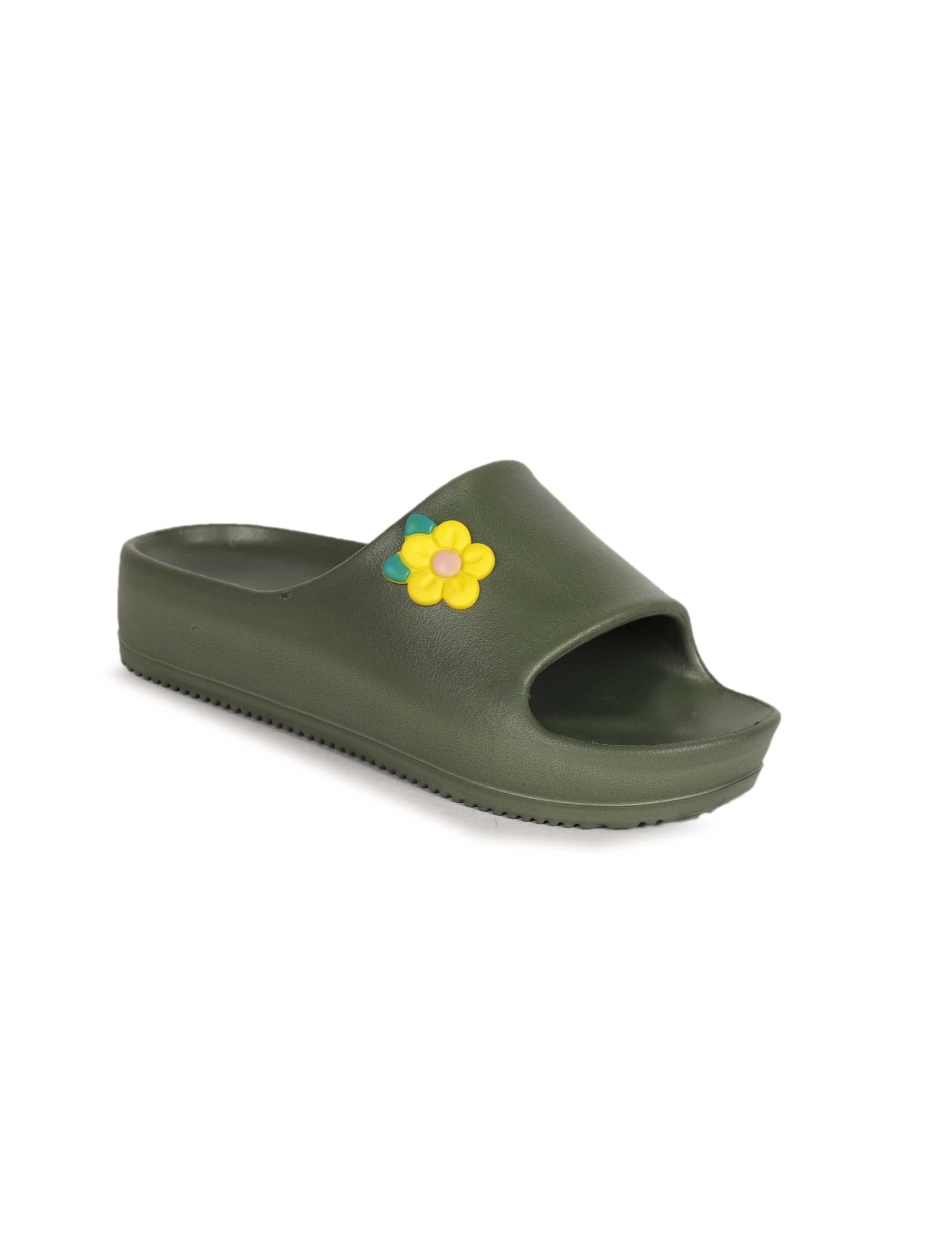 AADI Womens Olive EVA Breathable | Stylish | Anti-Skid | Comfortable Casual Slides/Flip Flop & Slippers (B0CTYKNVZ9) Amazon Price History, Amazon Price Tracker