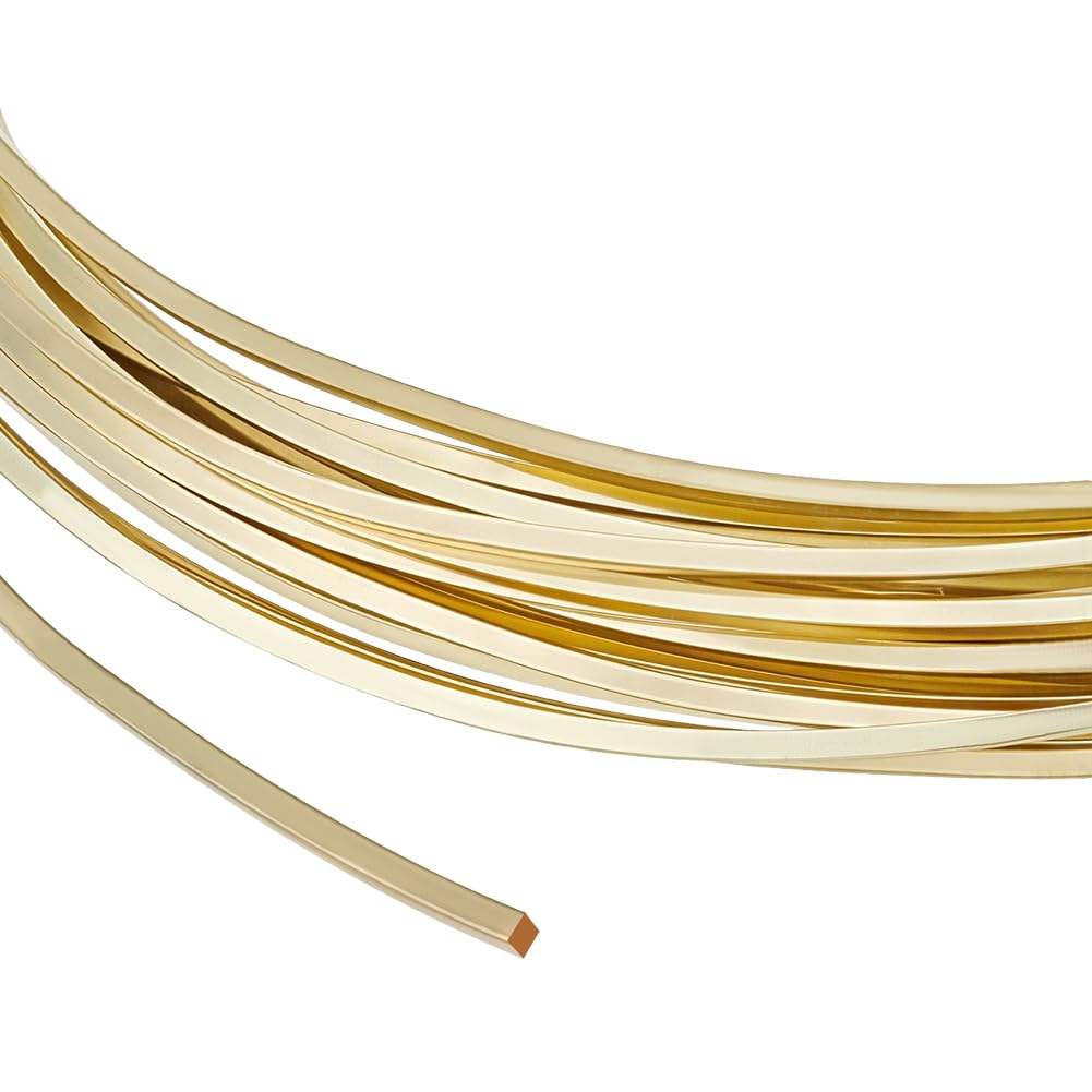 BENECREAT 16.4 Feet/5M 18 Gauge/1mm Real 14k Gold Plated Brass Jewelry Wire, Square Craft Wire for Jewelry Making and DIY Craft Projects