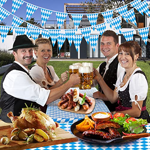Image of Ahfulife 157.2 Ft Oktoberfest Bavarian Flag Banner for Oktoberfest Decorations, 4 Pcs Oktoberfest Pennant Banner with 120 Pcs Flags for German Oktoberfest Themed Party Decoration (7.8 inchx11.8 inch)