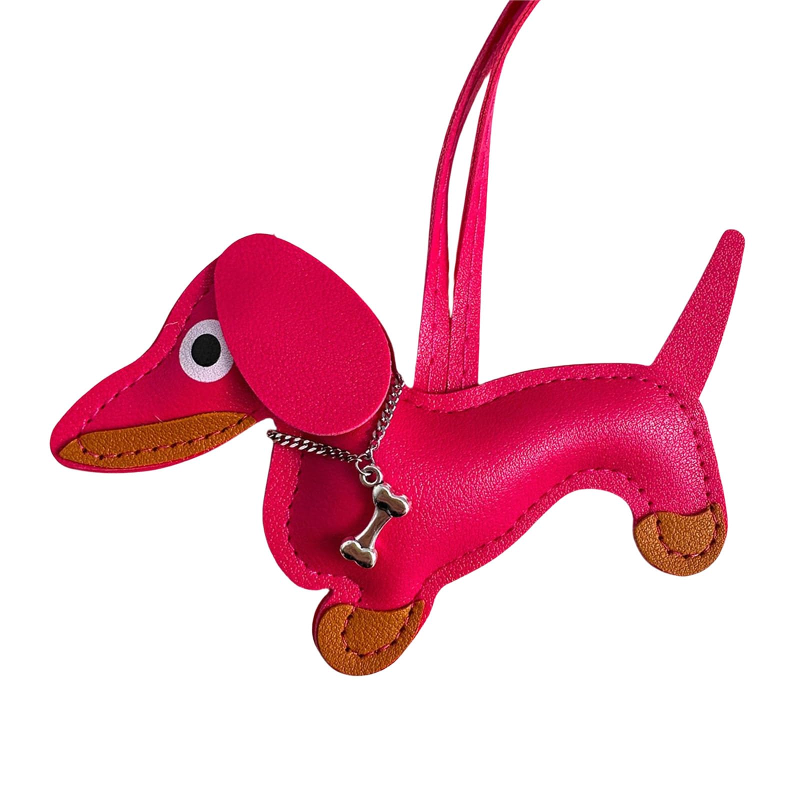 Baodss Lovely Dachshund PU Leather Keychain Fun Dachshund Keychain PU Leather Decoration Keyrings Charm for and Adults