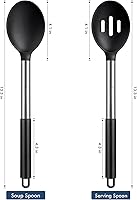 Vista 2 de HOTEC Cuchara de cocina grande de silicona resistente al calor de 446 °F, cucharas ranuradas sólidas sin BPA, utensilios de cocina antiadherentes