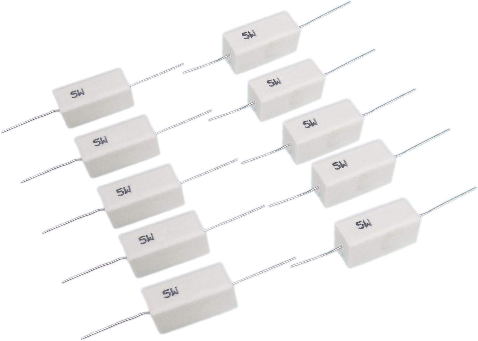 10pcs 2 ohm 2RΩJ 5 watt Axial Ceramic Cement Power Resistor 5W