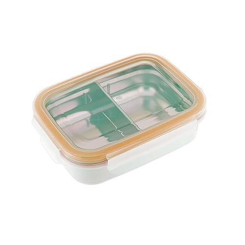 Innobaby Keepin' Fresh - Caja de aperitivos dividida de acero inoxidable con tapa para niños y niños pequeños, sin BPA, 11 onzas, naranja