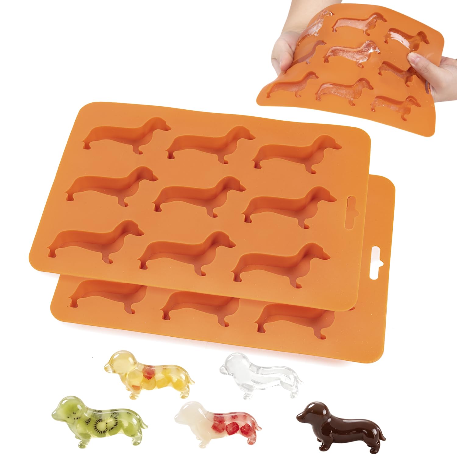 2pcs Dachshund Sausage Dog Gift for Women Men Dog Lovers, Fun Ice Cube Tray