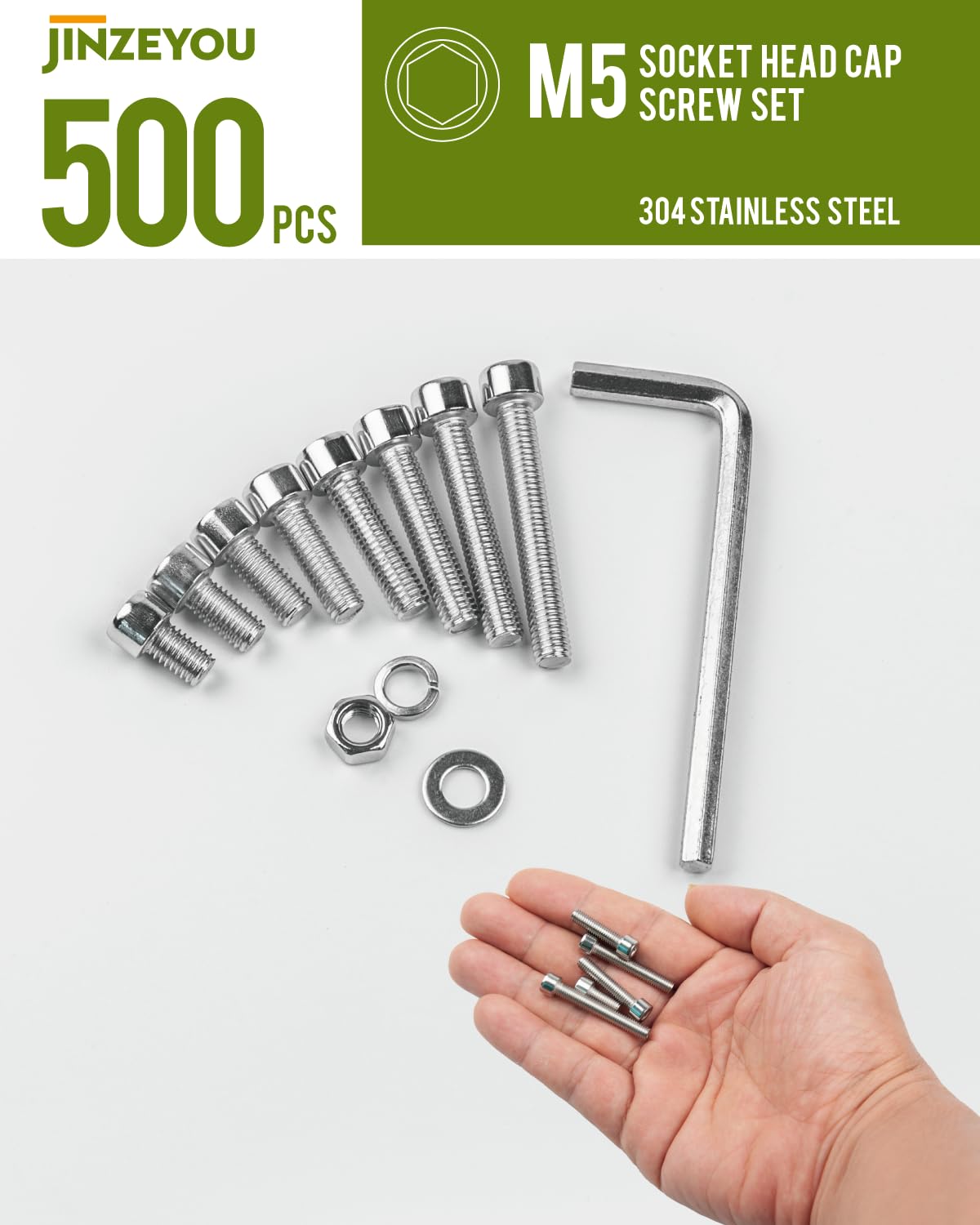 500 Pcs M5 Nuts and Bolts, Hex Socket Head Cap Screws Bolts and Nuts, Stainless Steel Machine Screws Bolts Set - Image 4