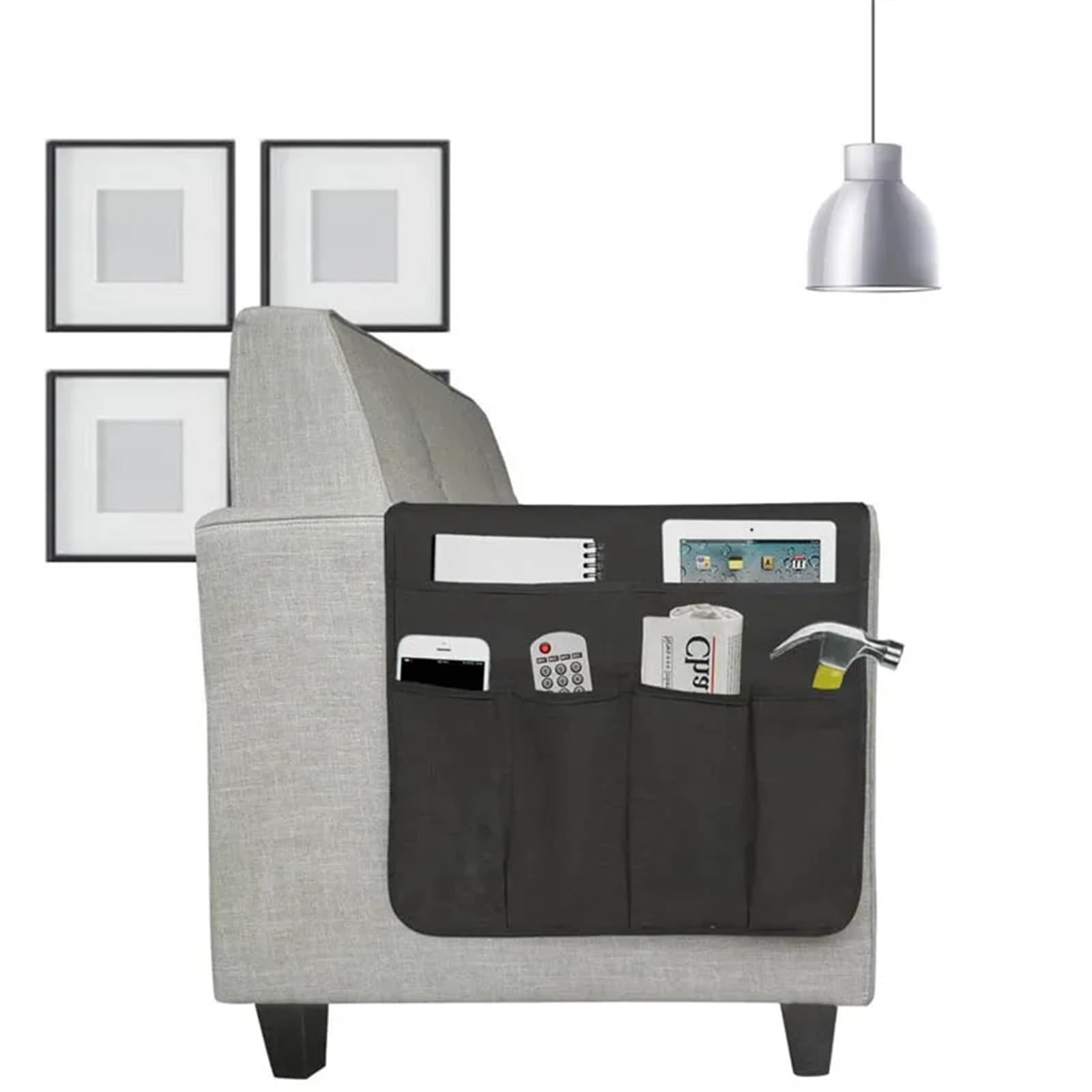 Divano, Poltrona, bracciolo, 6 Tasche, Telecomando, Telefono, Scatola portaoggetti, riviste, Articoli Vari, Borsa Organizer(New Coffee PU)