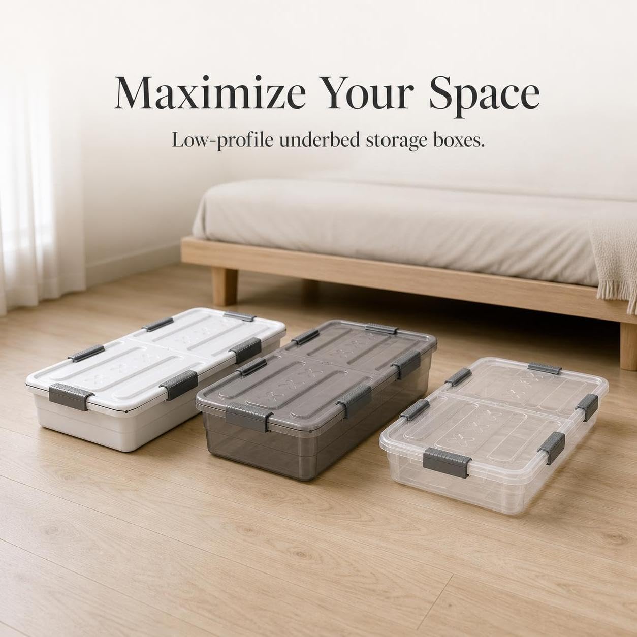 Contenitore Portaoggetti Sottoletto , Bianco elegante 101x51x15cm