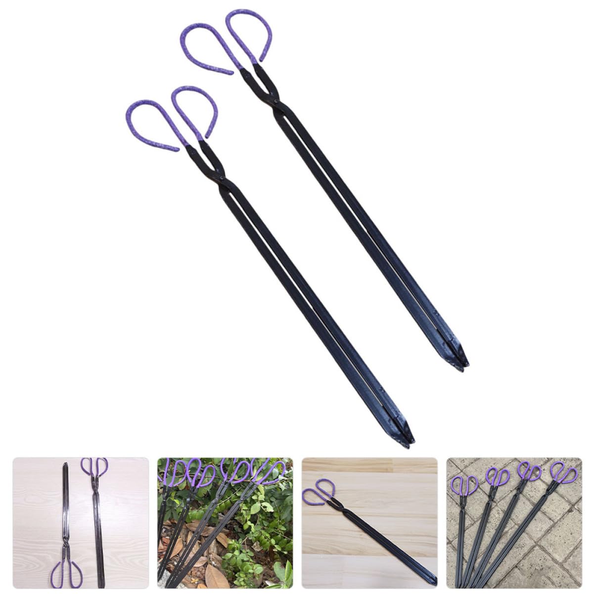 Pinze per Carbone da Barbecue 2 Pezzi in Ferro Nero | Impugnatura Comoda, Facili da Trasportare, Uso Sicuro su Carbone e Rifiuti, Utensile Versatile per Cucina e Raccolta