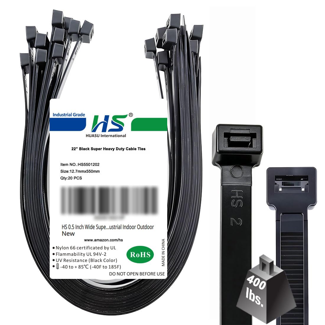 Amazon.com: HS 0.5 Inch Wide Super Strong Zip Ties Heavy Duty 22