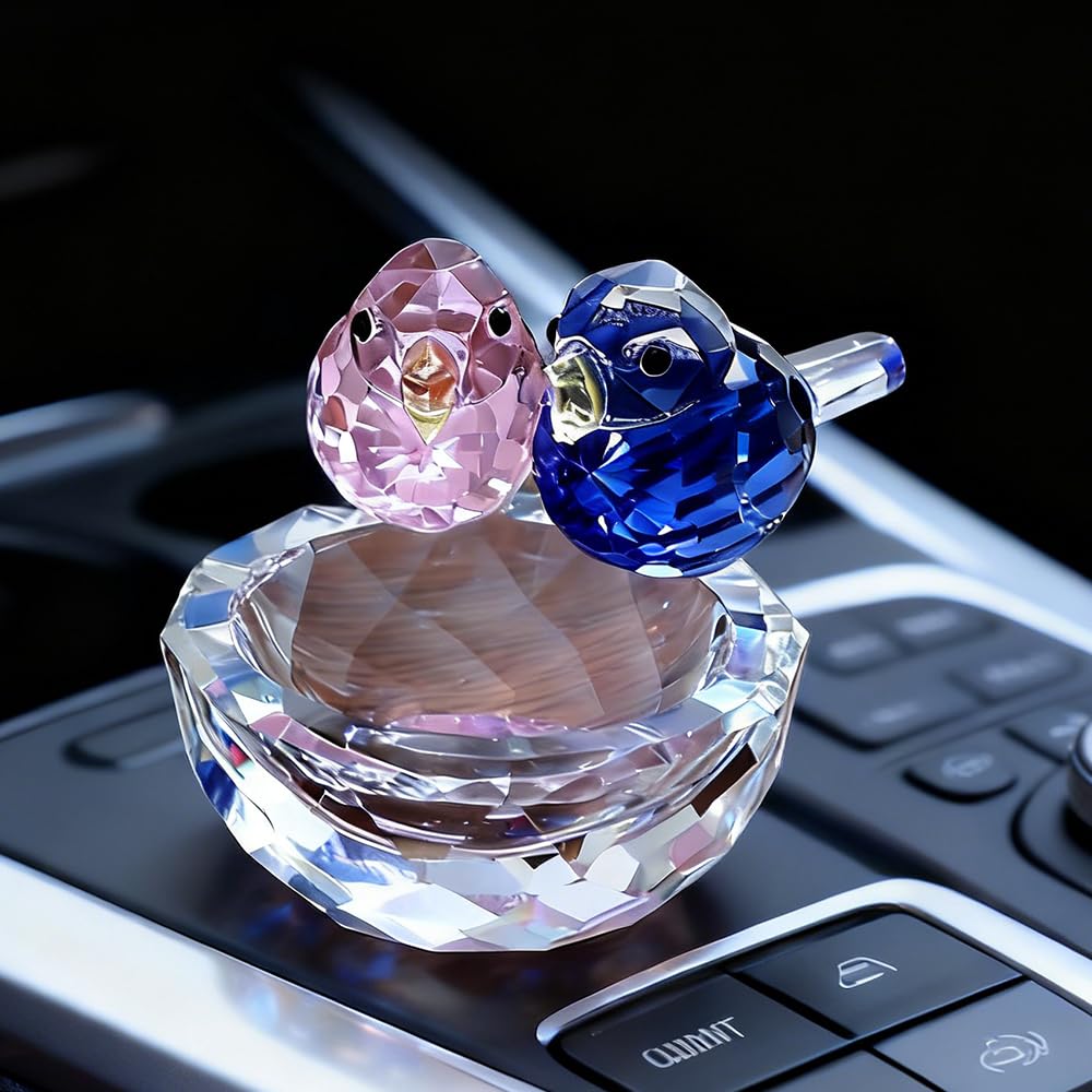 DLXK Crystal Glass Bird Figurines Robin Bird Decoration Paperweight Hand Blown Glass Art Animal Collectible Figurines Gift for Women