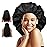 Auban Extra Large Shower Cap, Double-Layer Waterproof Reusable, XL Satin Lining Shower Bonnet for Women Thick, Long Hair, Locs, Braids(Black)