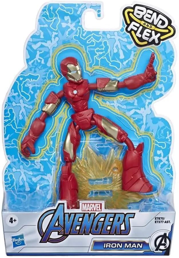 Marvel Avengers E7870 Beyblade Bend and Flex Action, 6-Inch Flexible Iron Man Figure, Includes Accessory, Ages 4 and Up, Multicoloured