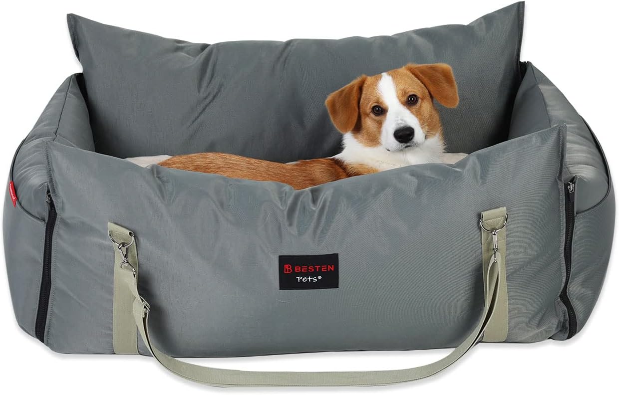 Pet Car Booster Seat for Large Dog and Cat Bumper Cushion Bed with Harness for Long Drive Made of Scratch-Resistant and Water-Resistant…
