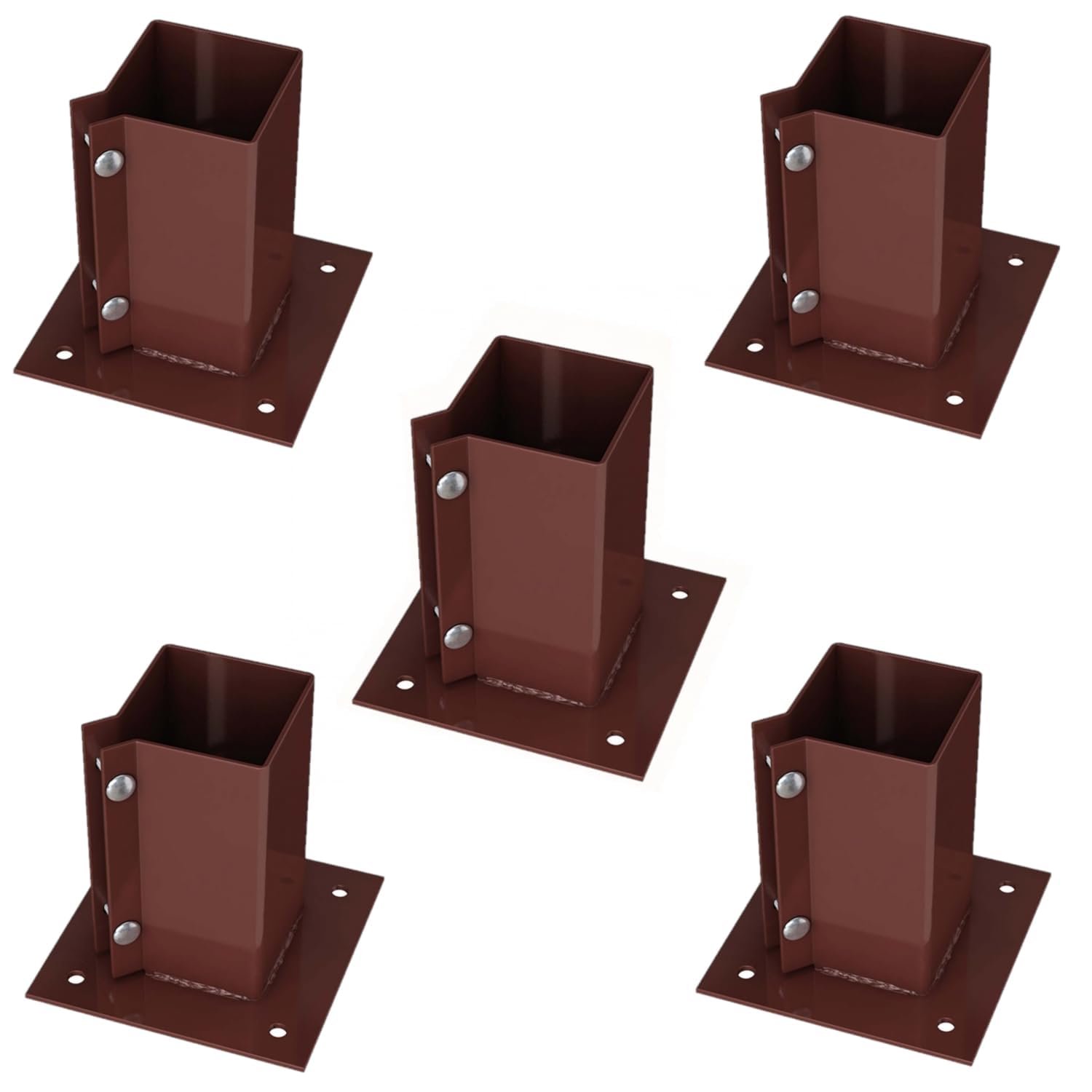 Silver Star® Heavy Duty Steel Bolt Down Fence Post Holder/Support Base (5 Pack (75x75mm))
