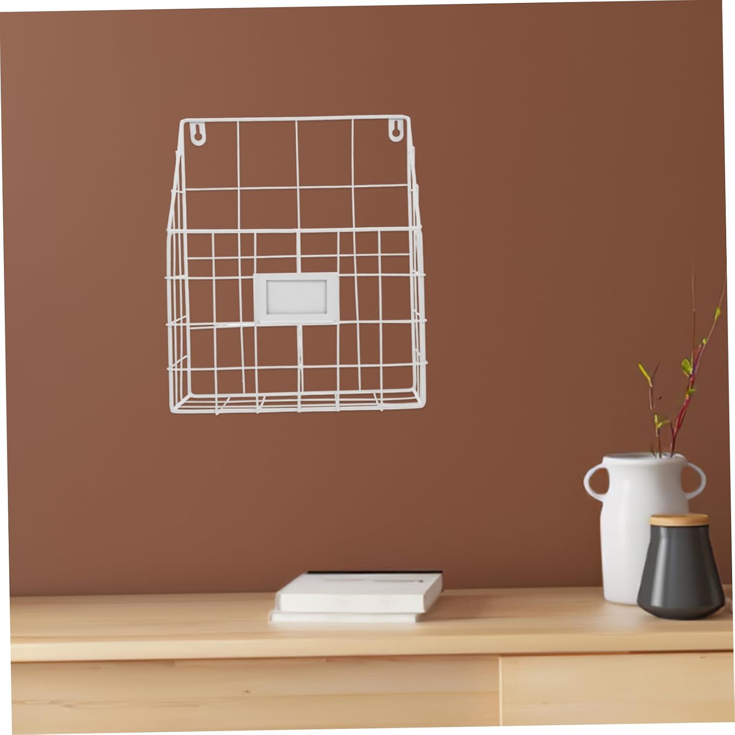 Cabilock Versatile Wall Magazine Rack Metal Wire Basket Magazine Holder Wall-mounted Bookshelf Iron Book Organizer Mail Organizer for Bathroom