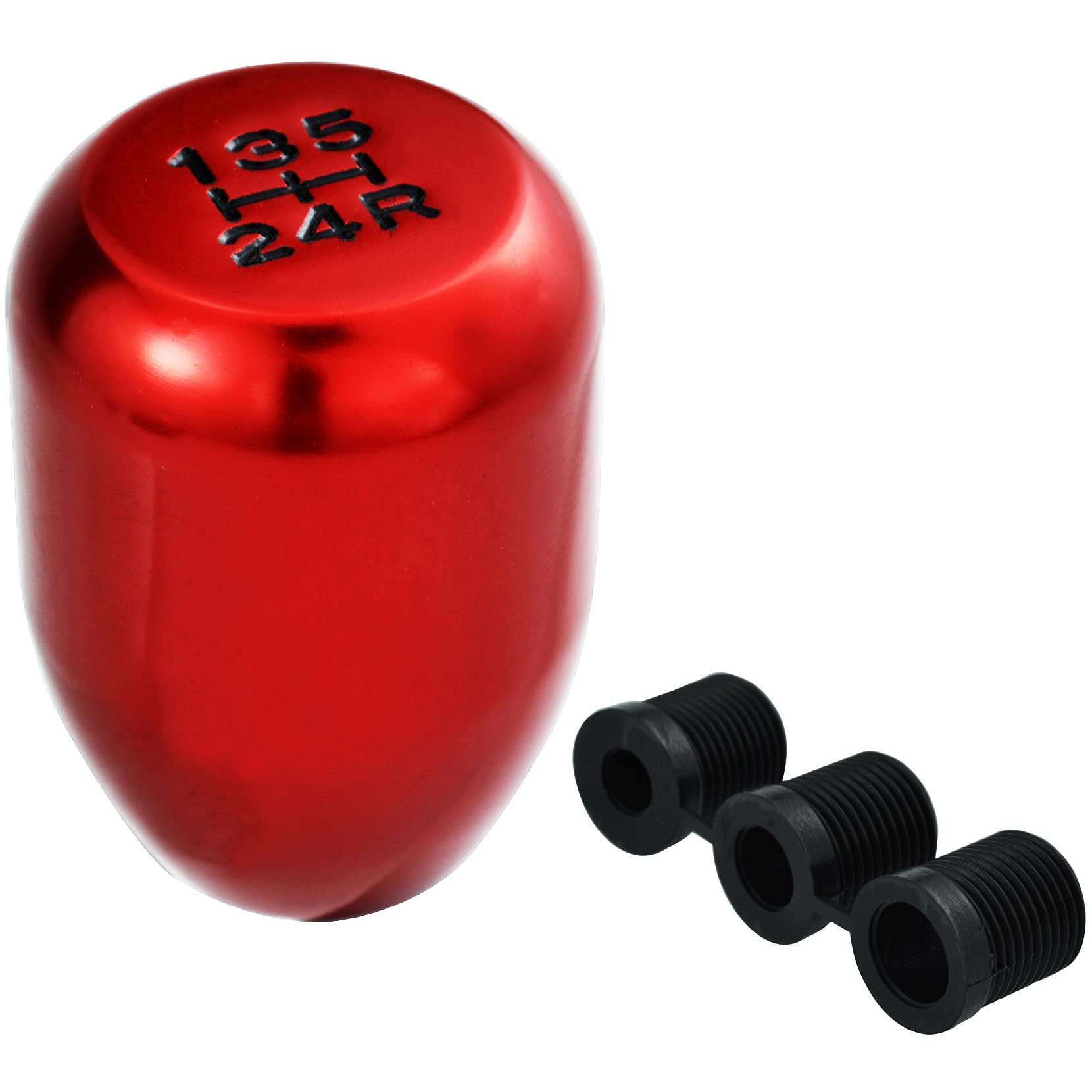 Temzzer Gear Knob 5 Speed Weighted Shifter Knob Gear Stick Short Handle for Most Manual Automatic Vehicles (Red)