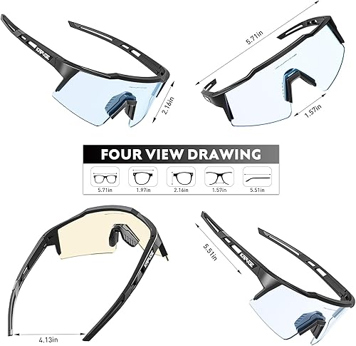 Miniatura 5 de KAPVOE Gafas de ciclismo fotocromáticas MTB Gafas de sol transparentes para bicicleta de montaña, gafas de transición, deportes de béisbol y correr