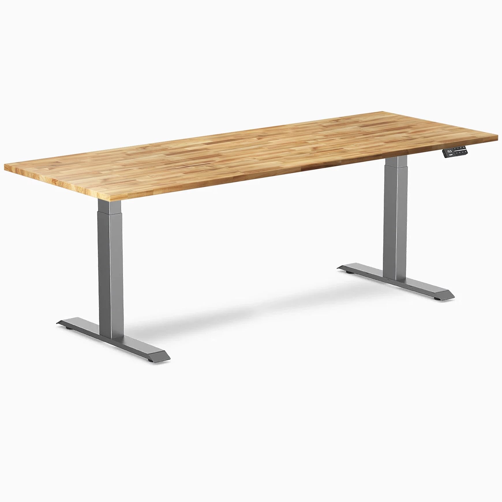 Desky Dual Hardwood Sit Stand Desk Acacia 80" Space Gray