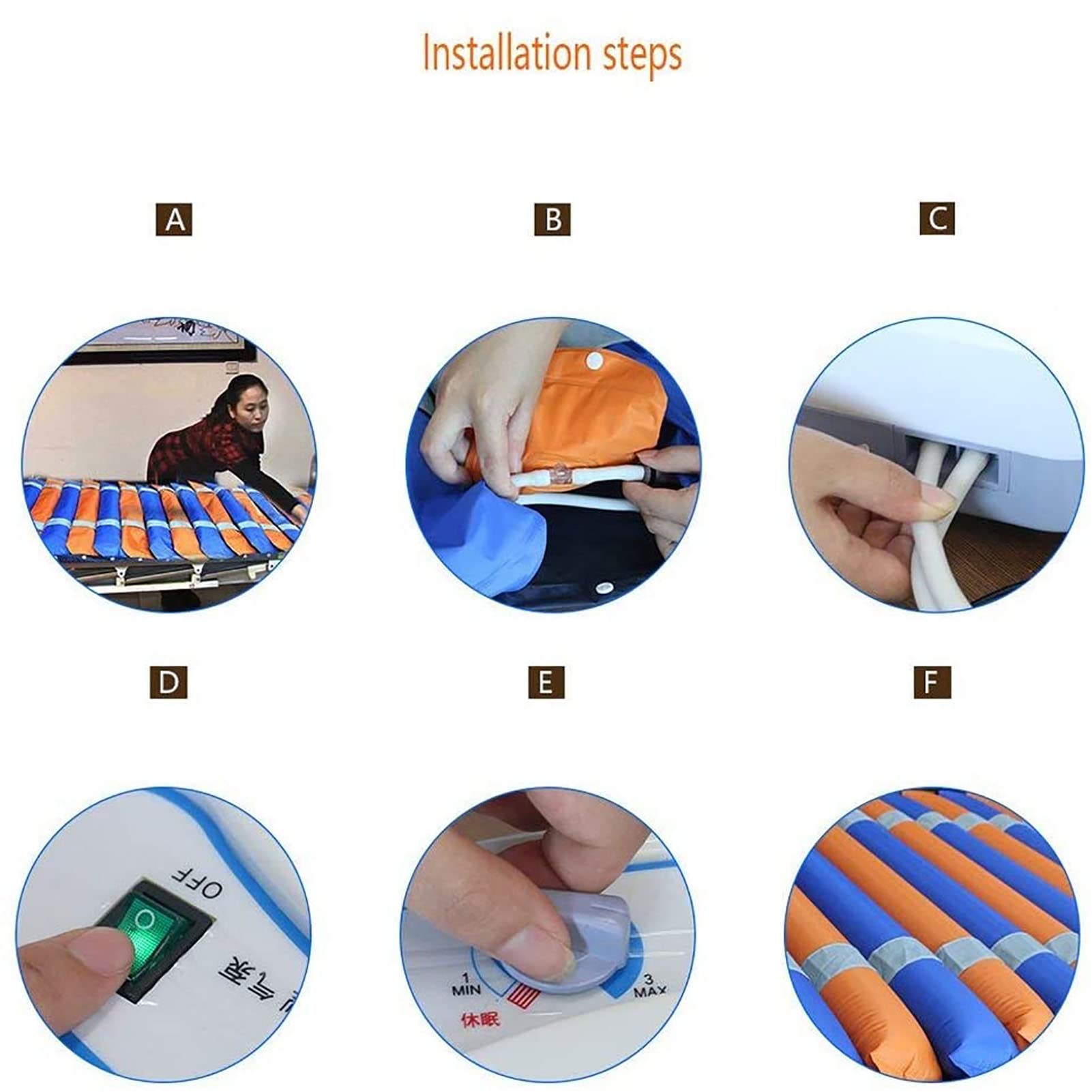 Cojín Colchón antiescaras de presión alterna con Bomba Cama Inflable Desmontable Impermeable y Transpirable El Aire se Adapta a una Cama de Hospital estándar