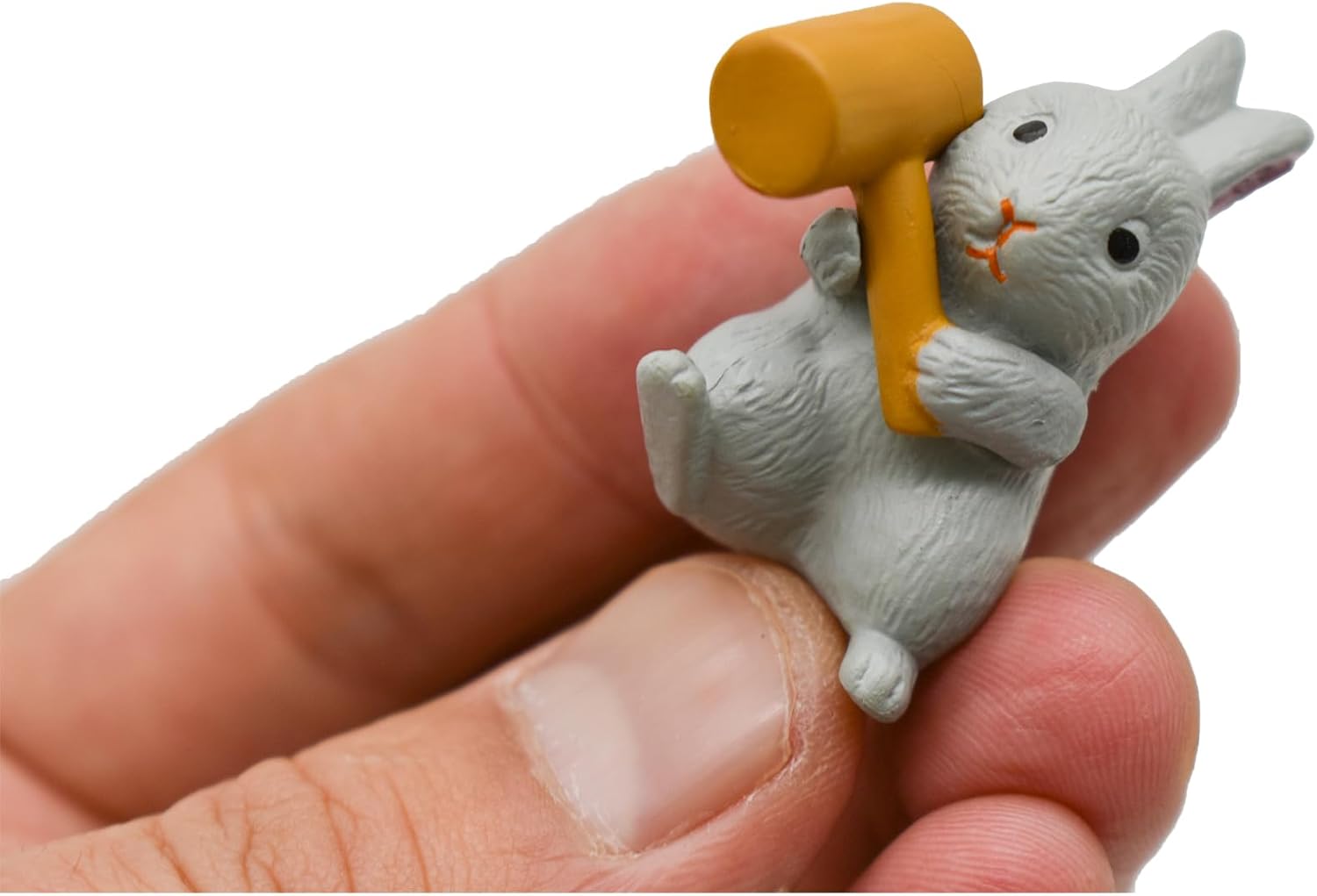 12Pcs Mini Rabbit Figurines with Wooden Hammer and Garland Miniature Easter Bunny Figures Small Resin Rabbit Cake Toppers for DIY Gift Fairy Garden Dollhouse Micro Landscape Decors - Image 4