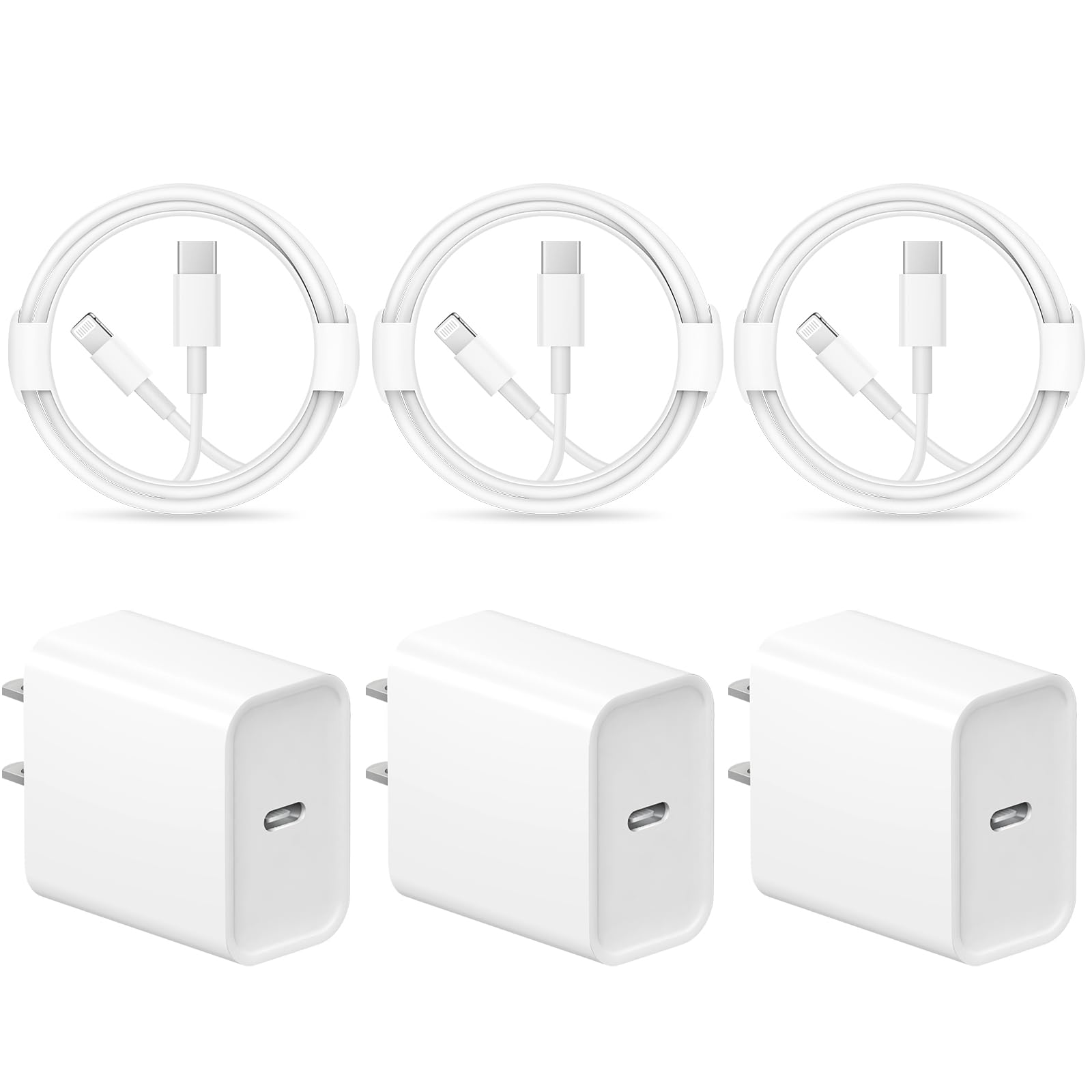 iPhone 17 16 15 Charger Fast Charging 3+3Pack 20W USB C Wall Charger with 6FT Fast Charging Cable Compatible with iPhone 17/17 Air/17 Pro/17 Pro Max/iPhone 16/15 Series, iPad Pro/AirPods