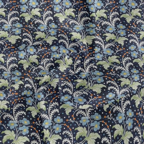 Nappe ronde William Morris bleu 152cm dentelle lavable table