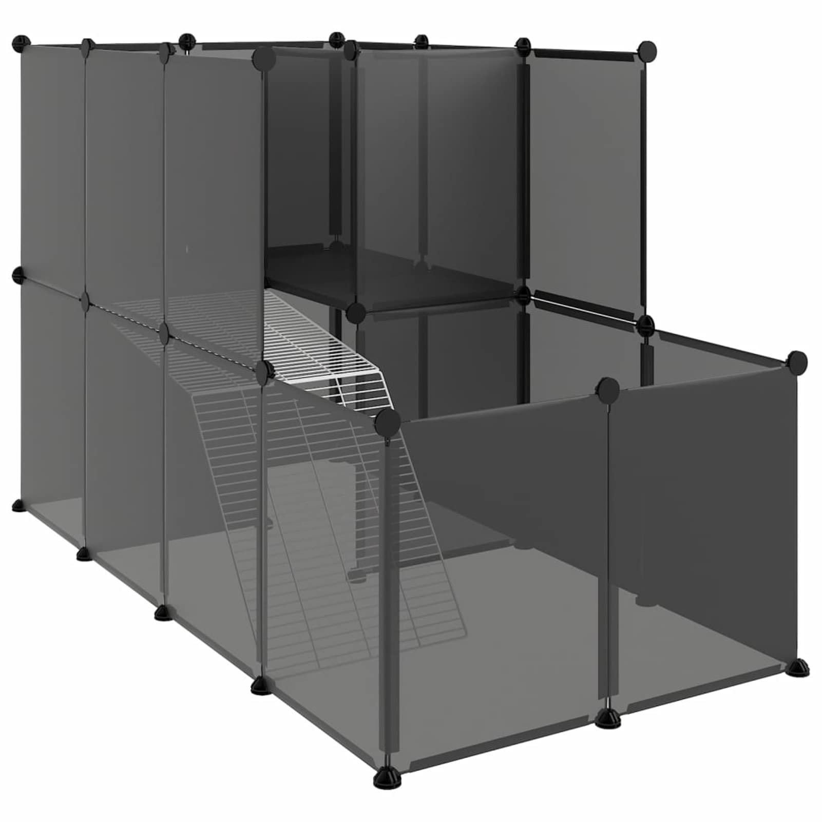 Jaula para Animales pequeños Negro PP y Acero 142x74x93 cm, Jaulas para Conejos, Jaula Cobaya, Jaula Hamster, Jaula para Gatos, Jaula Chinchilla, Recinto para Conejos