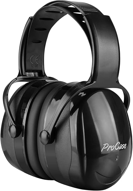 ProCase Professional Ear Defenders Adults, SNR 36 Db Autism Noise Cancelling Headphones Hearing Protection Ear Protectors Soundproof Earmuffs for Shooting Hunting Construction Work Mowing -Black