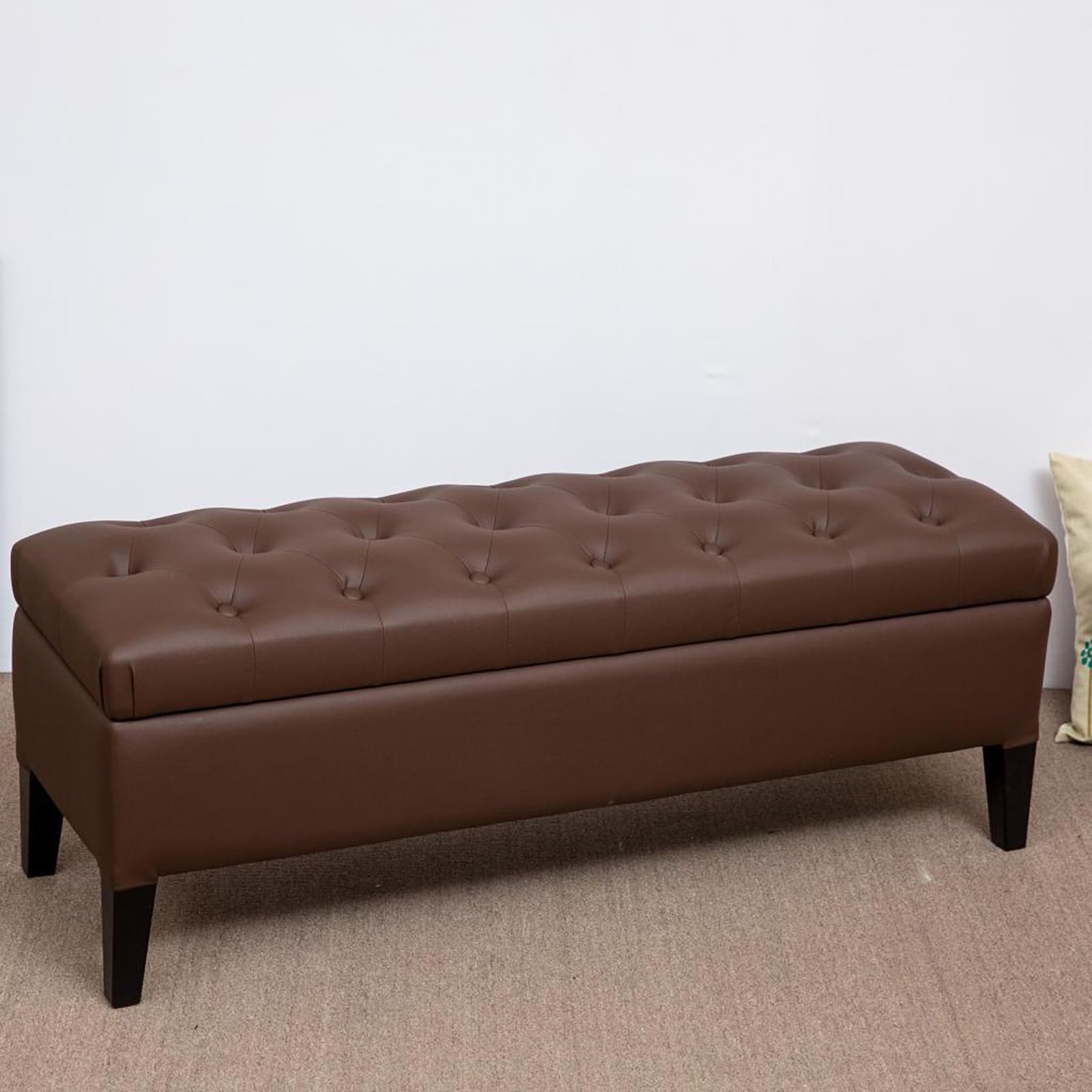 GHFXSCV Brown Storage Bench, Entryway, Bedroom Footrest, Small Storage Pouf, End of Bed Bench, Stylish nizer for Home Décor, Space-Saving Furniture Solution