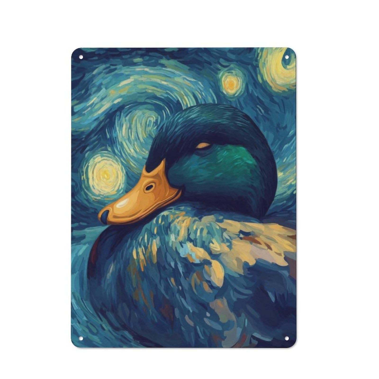 Junmoney Starry Night Duck Metal Plaque 40X30cm With For Hallway Wall, Retro Decor, For Wall Display Collectors
