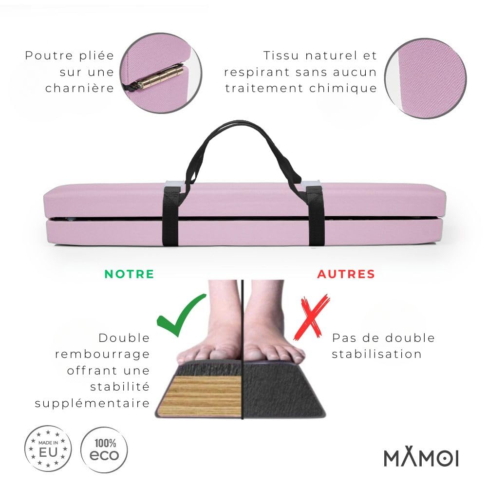 MAMOI® Poutre Gymnastique Pliable (Longueur 200 cm), Accessoires de Gym, Poutre Anti-dérapante et Pratique à Transporter