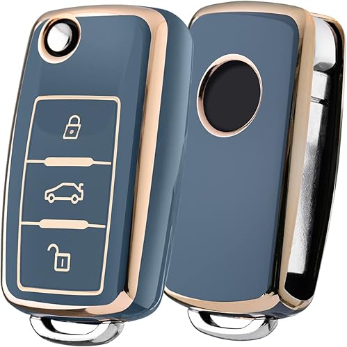 ELOHEI Funda para llavero VW, TPU suave de alta calidad de 361 grados, protección completa para VW Volkswagen Jetta Beetle Tiguan Passat Golf MK6