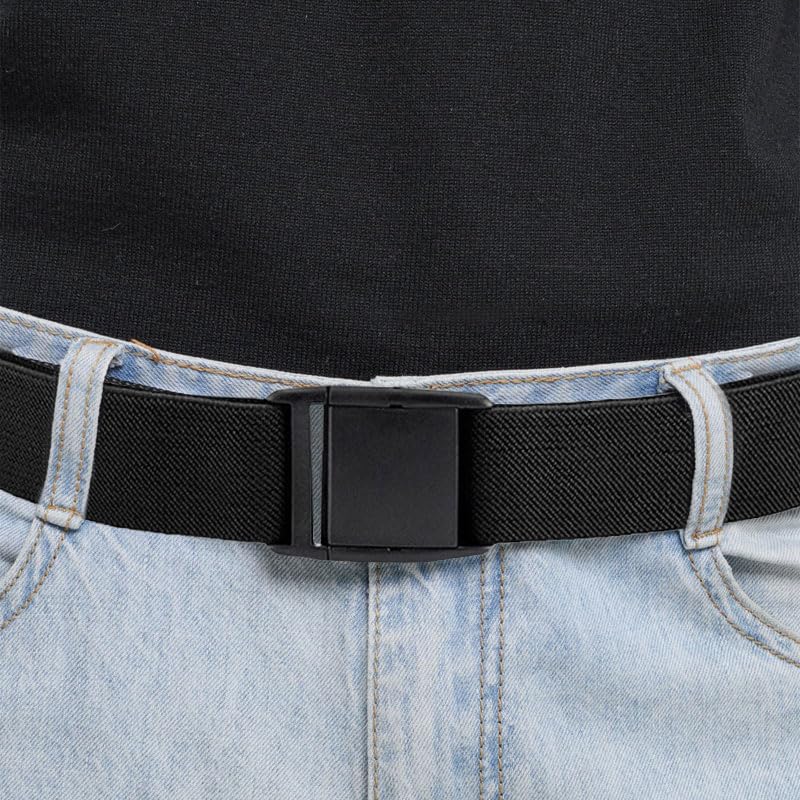 Cinturón de tela universal para niños, 1 pieza, cinturón ajustable sin metal para uniformes escolares/jeans/pantalones y vestidos, Negro , Talla única