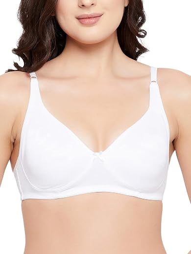 Clovia Women's Cotton Non-Padded Non-Wired Full Cup T-Shirt Bra in White