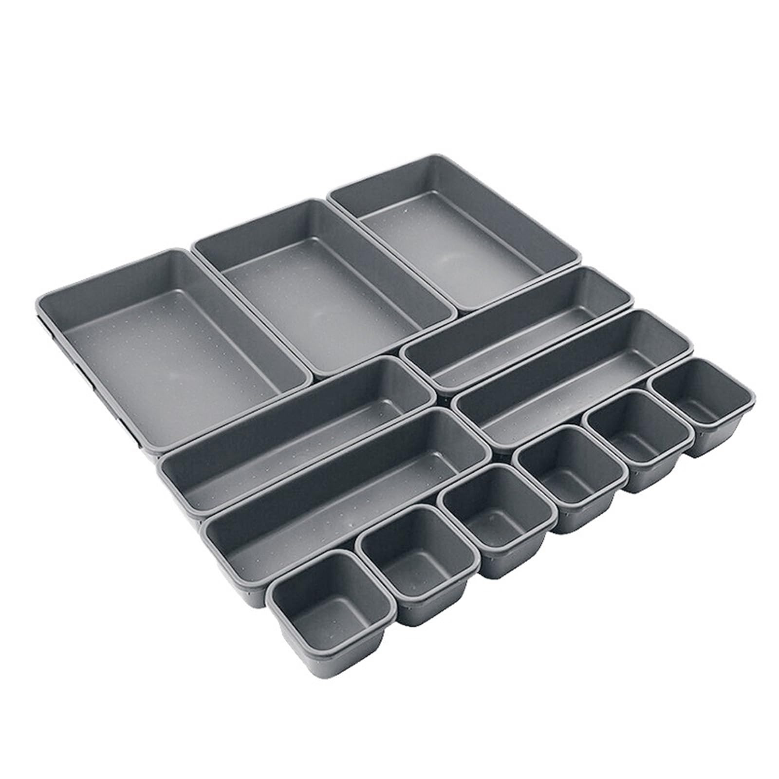 ZHSOAO 13 Pcs Drawer Organizers Separator For Home Office Desk Stationery Storage Box For Kitchen Bathroom Makeup Organizer Boxes for Bras, Socks, Underwear(Light gray)