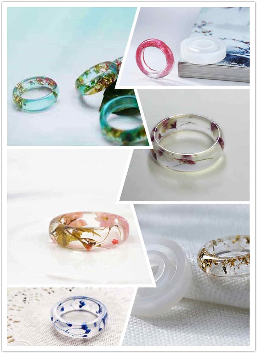 9PCS Silicone Ring Mold, 16mm/17mm/18mm Ring Jewelry Casting Mold, Resin Casting Mold for Liquid Clay Production, Resin Epoxy Resin, Jewelry Making for DIY Lovers