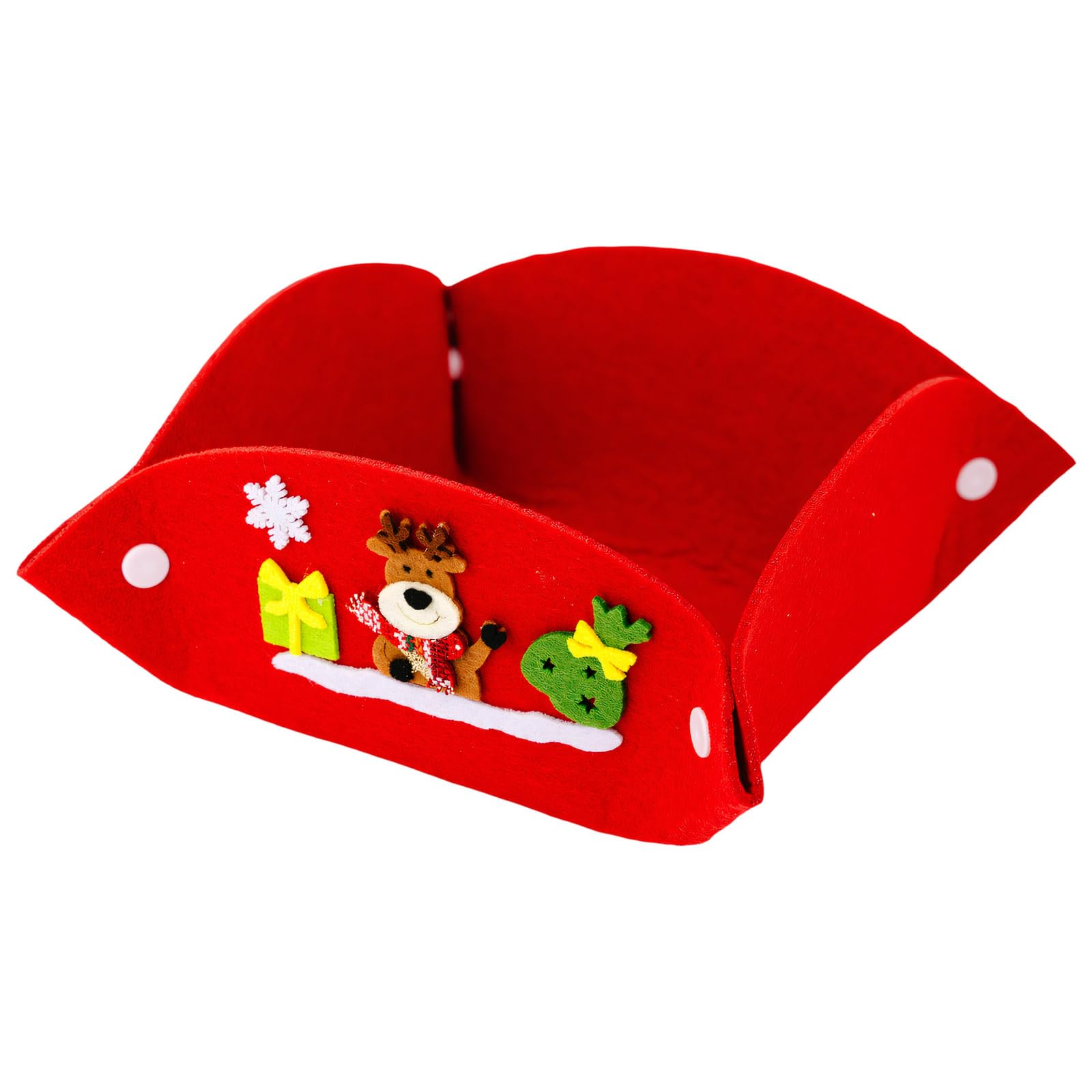 Christmas Treat Box Red Nonwoven Fabric Candy Container for Tabletop Decor, Party Snacks and Seasonal Home Display Festive Candy Holder Holiday Box Red Tabletop Decor Nonwoven Treat Container