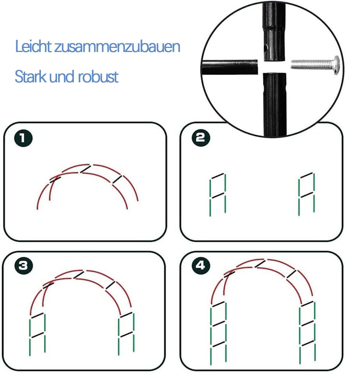 Grote metalen tuinboog voor klimplant breed 1,4 m 1,6 m 1,8 m 2,4 m 2,8 m 3 m 3,5 m stevige duurzame rozenboog weerbestendig ijzer buisvormig pergola latwerk kleur: zwart, 240 x h 220 cm
