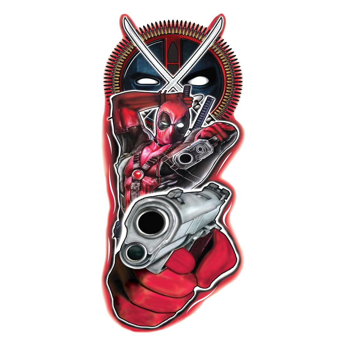 Deadpool With Gun & Sword Waterproof Temporary Tattoo For Boys Girls-image-9
