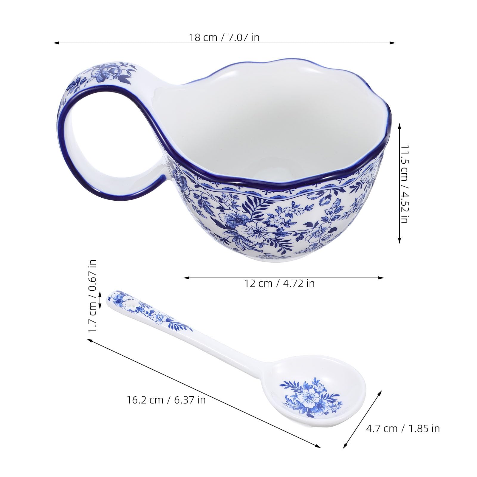 OSALADI Ceramiczna miska do zupy, 500 ml/17 uncji, zabytkowa miska do