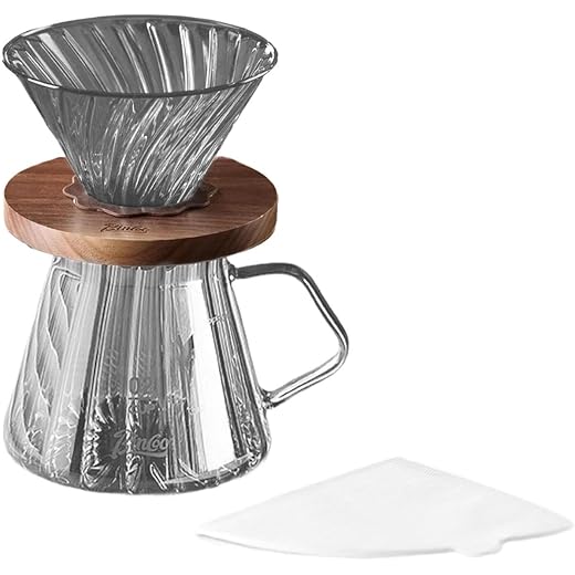 TRENDYNEST Pour Over Coffee Maker 600ml Portable Glass Drip