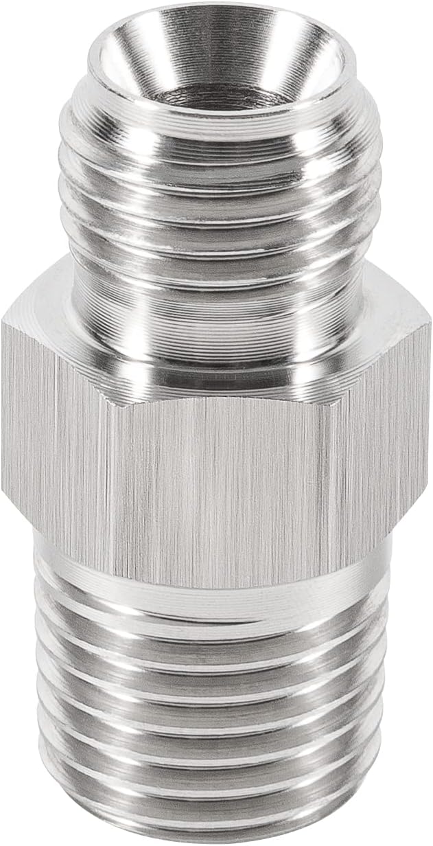 1/4” Male NPT Fitting Adapter, 1/4” Male NPT to M12 x 1.25 M12X1.25 Male Metric, Stainless Steel Pipe Gauge Fitting Adapter
