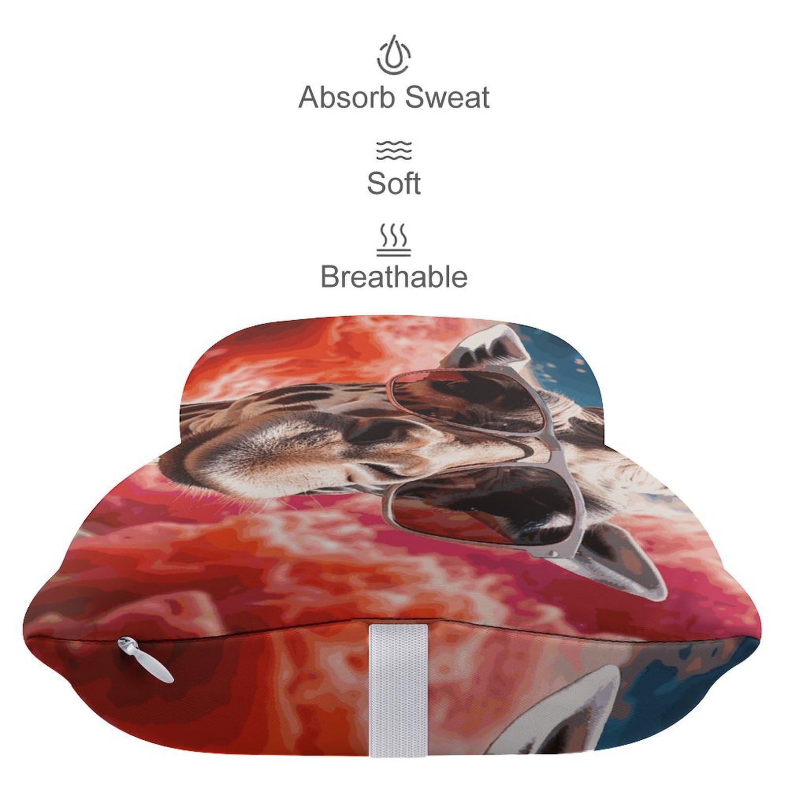 Lot de 2 coussins de nuque de voiture ultra confortables et doux pour appuie-tête de voiture Motif girafe portant des lunettes de soleil Coussin repose-tête universel respirant amovible pour conduite,