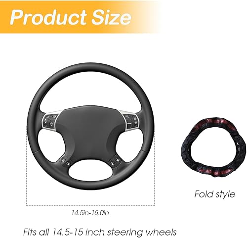 Miniatura 2 de Osilly Funda para volante de automóvil, de 14 12 a 15 pulgadas, antideslizante, transpirable, duradero, protector de volante para hombres y mujeres,