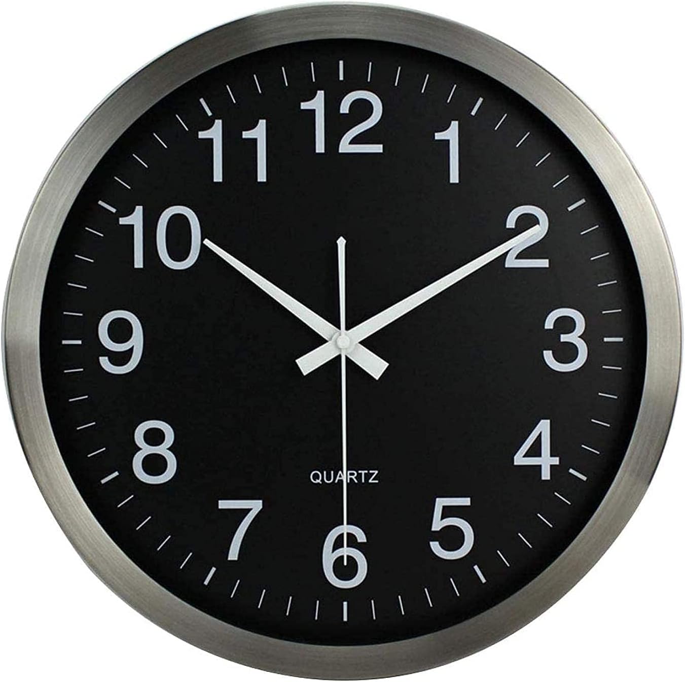 Wall Clock Mute Accurate Indoor Outdoor Modern Minimalist Decoration Quartz Movement Stainless Steel Black 14 Inches